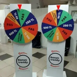 Ruleta con pedestal relacionado con ruletas publicitarias en mdf